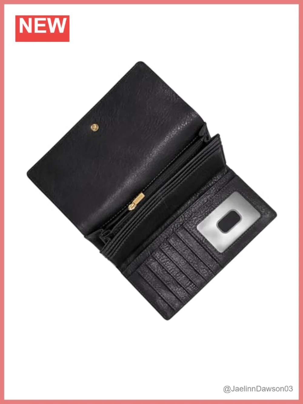 Women's Leather Flap Clutch Wallet with RFID Blocking, 12 Card Slots, Snap